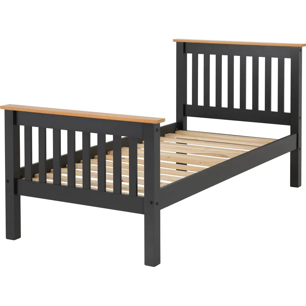 Monaco Single Bed Frame - Grey, Oak Effect