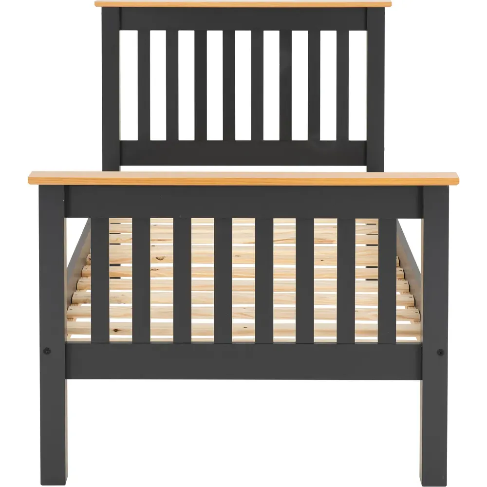 Monaco Single Bed Frame - Grey, Oak Effect