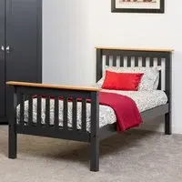 Monaco Single Bed Frame - Grey, Oak Effect