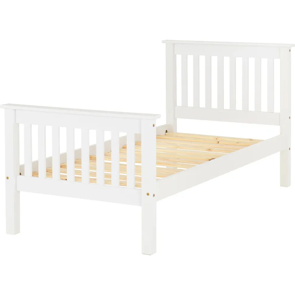 Monaco Single Bed Frame - White