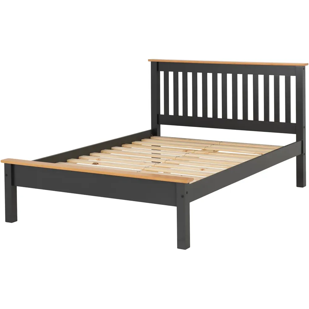 Monaco Small Double Low End Bed Frame - Grey, Oak Effect