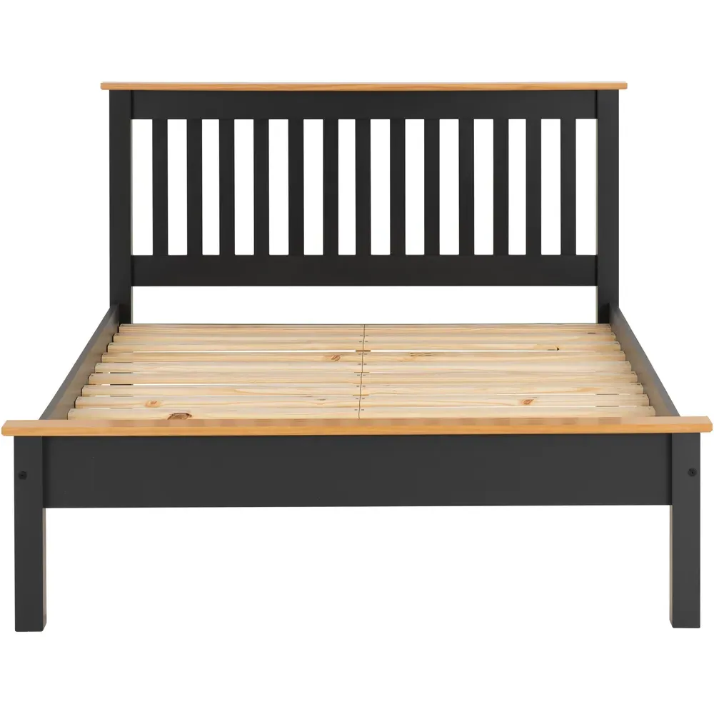 Monaco Small Double Low End Bed Frame - Grey, Oak Effect