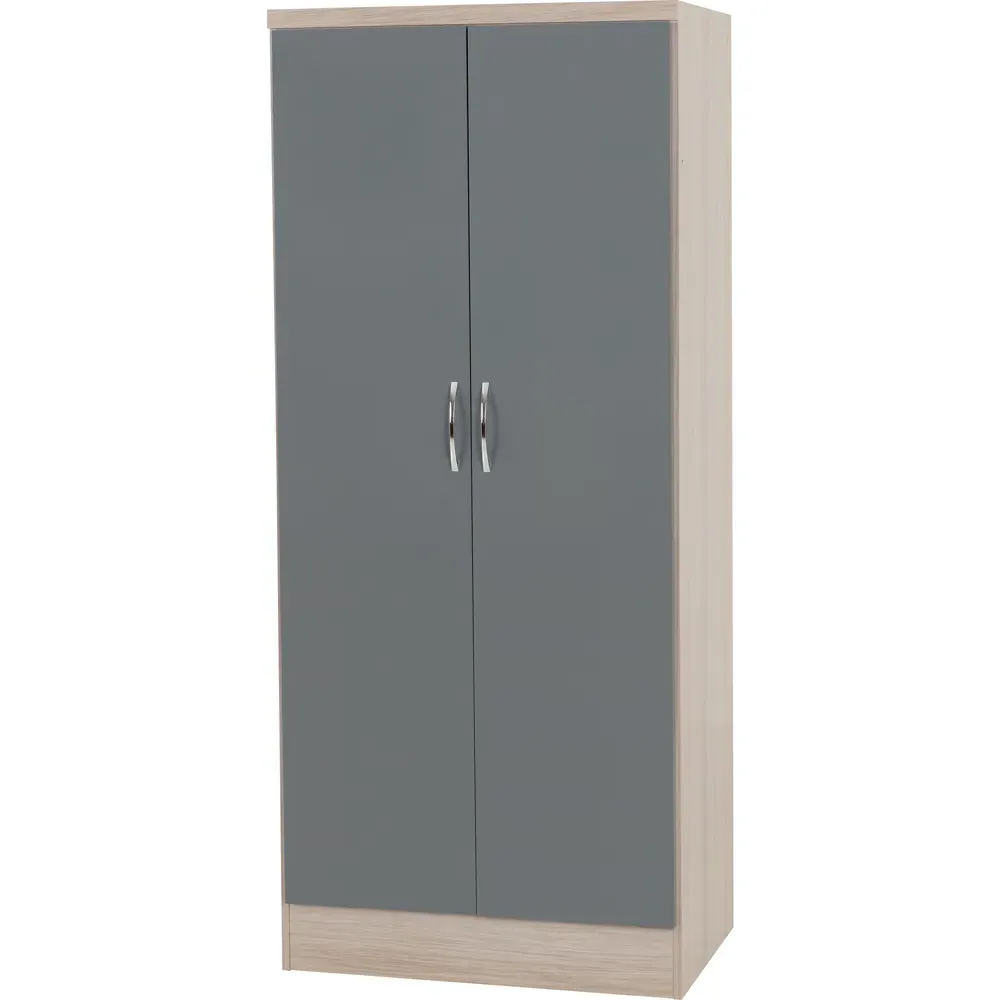 Nevada 2 Door All Hanging Wardrobe - Grey, Oak