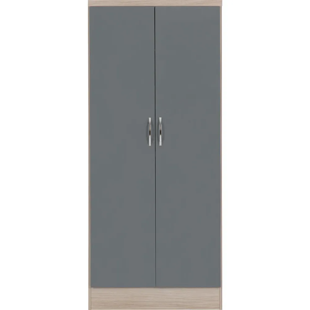 Nevada 2 Door All Hanging Wardrobe - Grey, Oak