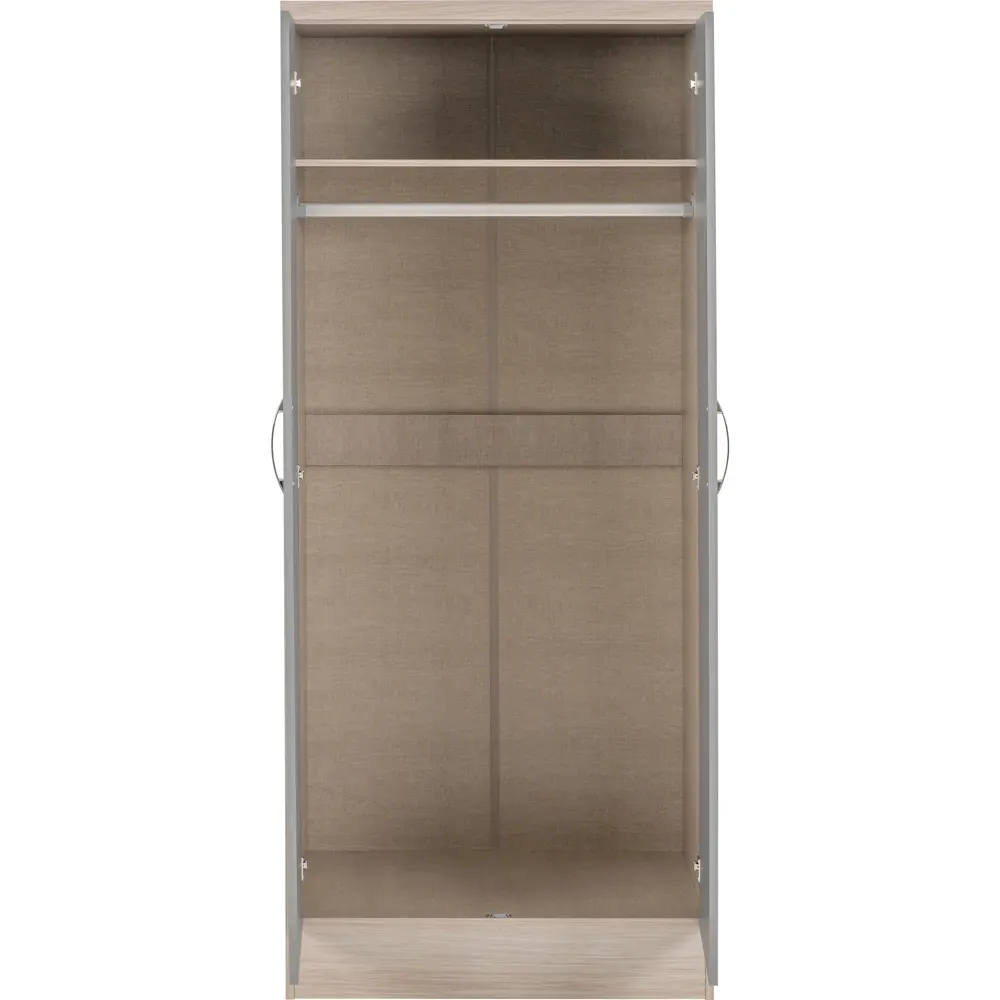 Nevada 2 Door All Hanging Wardrobe - Grey, Oak