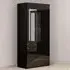 Nevada 2 Door Single Drawer Mirror Wardrobe - Black