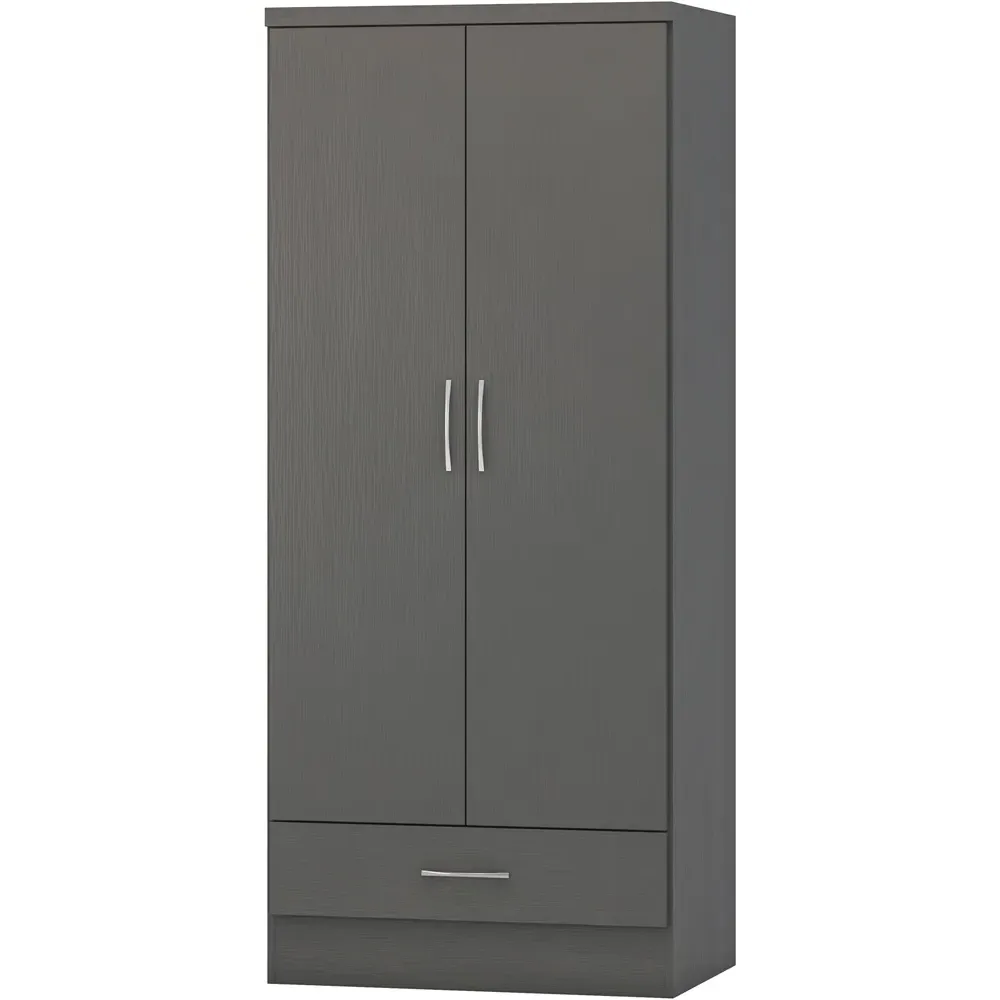 Nevada 2 Door Single Drawer Wardrobe - Grey