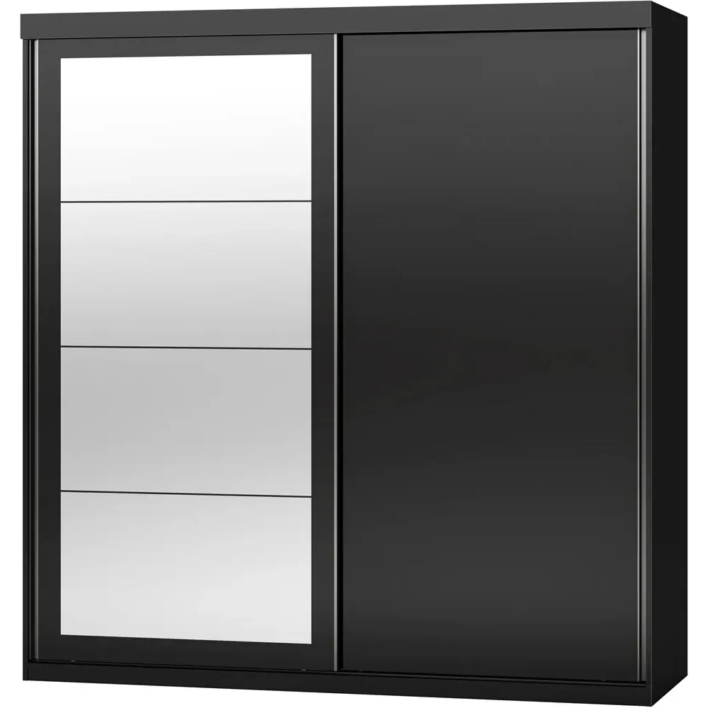 Nevada 2 Door Slider Mirror Wardrobe - Black