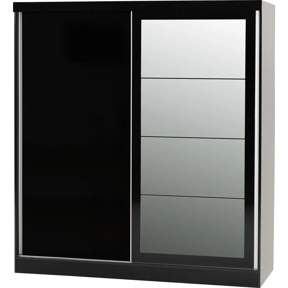 Nevada 2 Door Slider Mirror Wardrobe - Black
