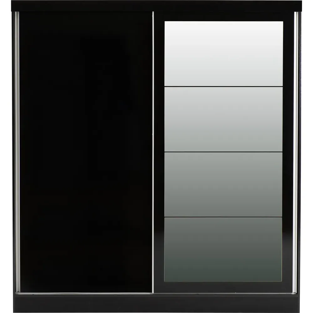 Nevada 2 Door Slider Mirror Wardrobe - Black