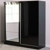 Nevada 2 Door Slider Mirror Wardrobe - Black