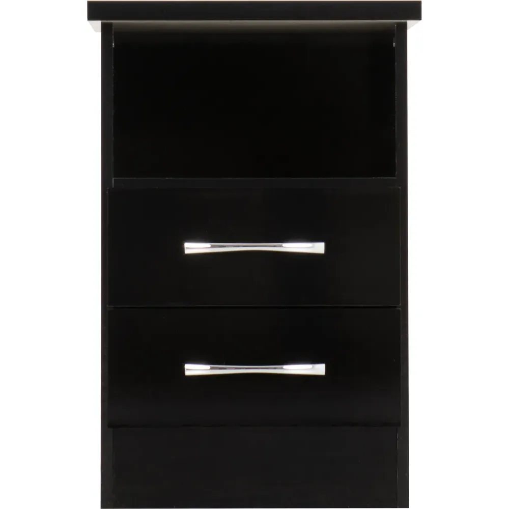 Nevada 2 Drawer Bedside Table - Black