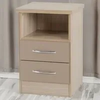 Nevada 2 Drawer Bedside Table - Brown, Oak Veneer