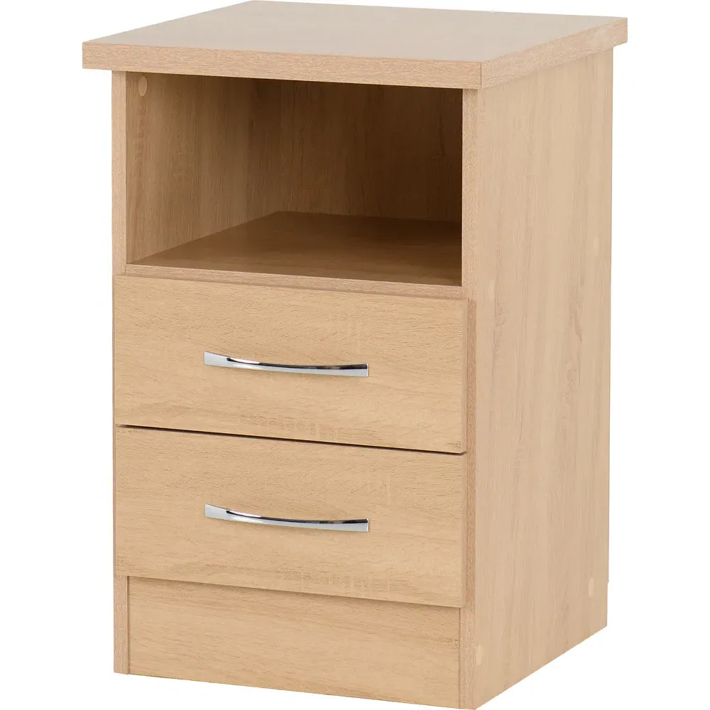 Nevada 2 Drawer Bedside Table - Brown, Sonoma Oak