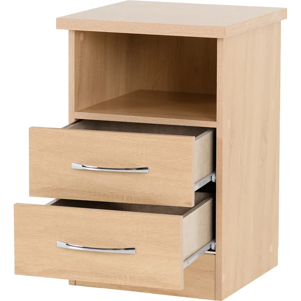 Nevada 2 Drawer Bedside Table - Brown, Sonoma Oak