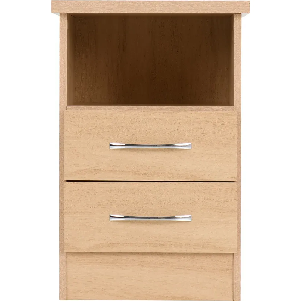 Nevada 2 Drawer Bedside Table - Brown, Sonoma Oak