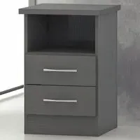 Nevada 2 Drawer Bedside Table with 3D Effect - Grey