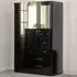 Nevada 3 Door 2 Drawer Mirrored Wardrobe - Black Gloss