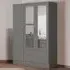 Nevada 3 Door 2 Drawer Wardrobe with Mirror - Grey