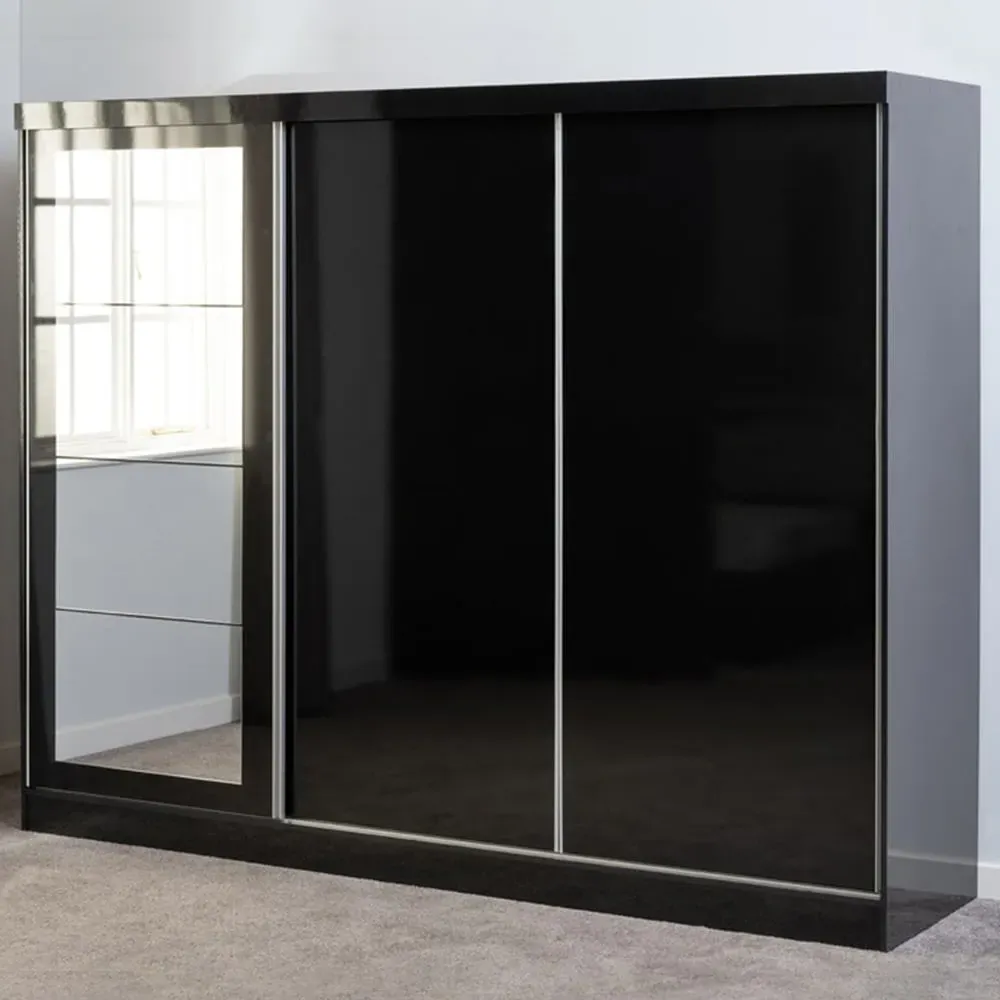 Nevada 3 Door Sliding Wardrobe - Black