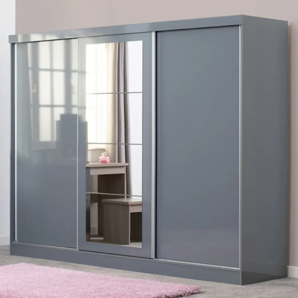 Nevada 3 Door Sliding Wardrobe - Grey image