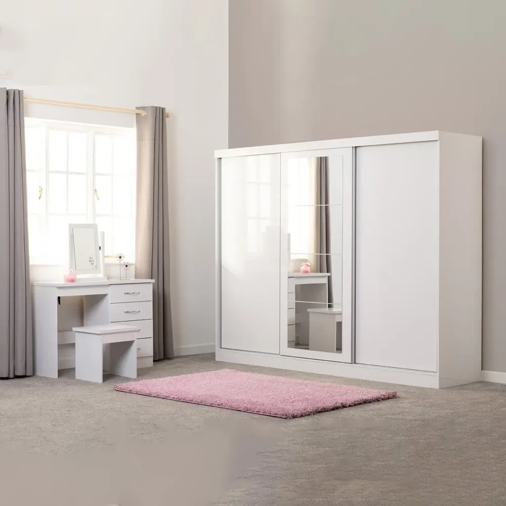 Nevada 3 Door Sliding Wardrobe - White