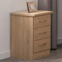 Nevada 3 Drawer Bedside Table - Brown, Sonoma Oak