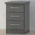 Nevada 3 Drawer Bedside Table - Grey