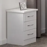 Nevada 3 Drawer Bedside Table - White