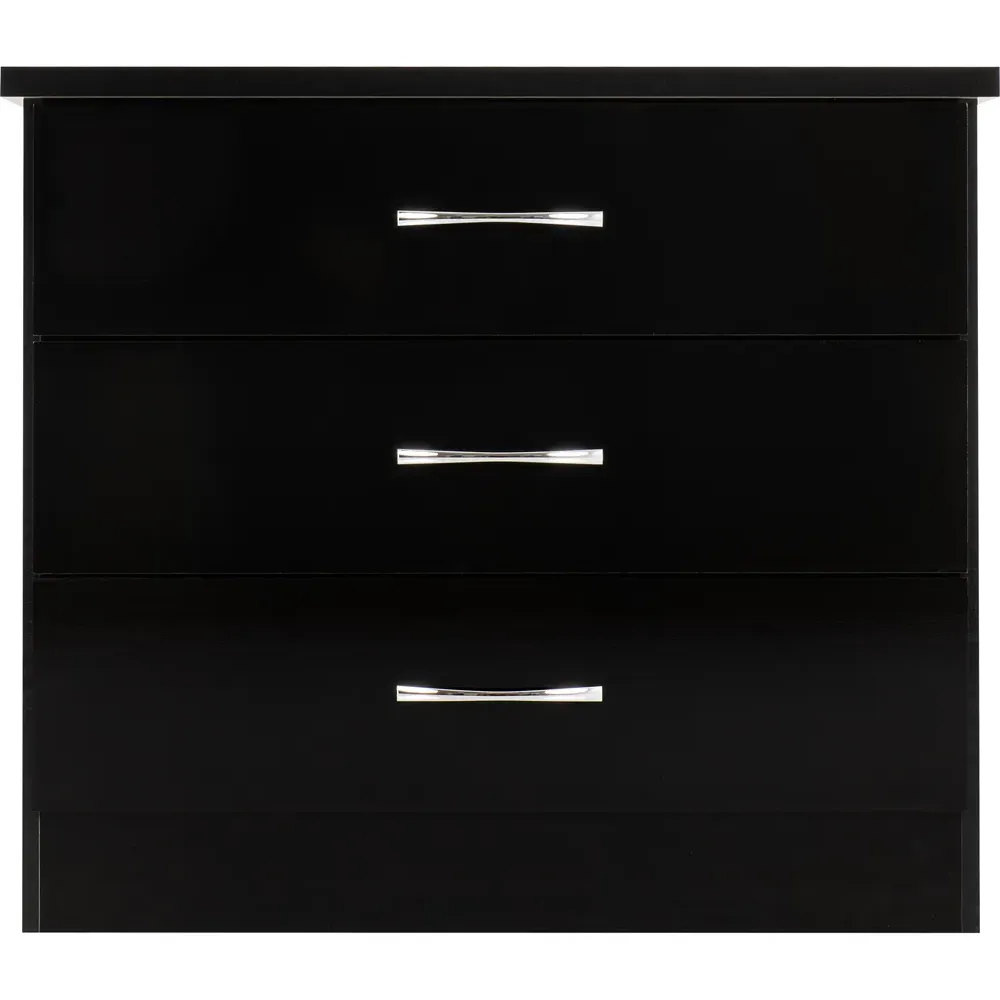 Nevada 3 Drawer Chest of Drawers - Black