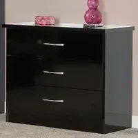 Nevada 3 Drawer Chest of Drawers - Black