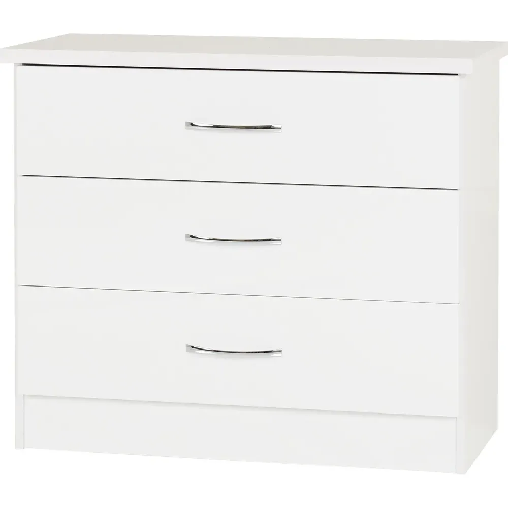 Nevada 3 Drawer Chest of Drawers - White Gloss