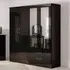Nevada 4 Door 2 Drawer Wardrobe with Mirror - Black Gloss