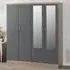 Nevada 4 Door 2 Drawer Wardrobe with Mirror - Grey Gloss