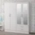 Nevada 4 Door 2 Drawer Wardrobe with Mirror - White Gloss
