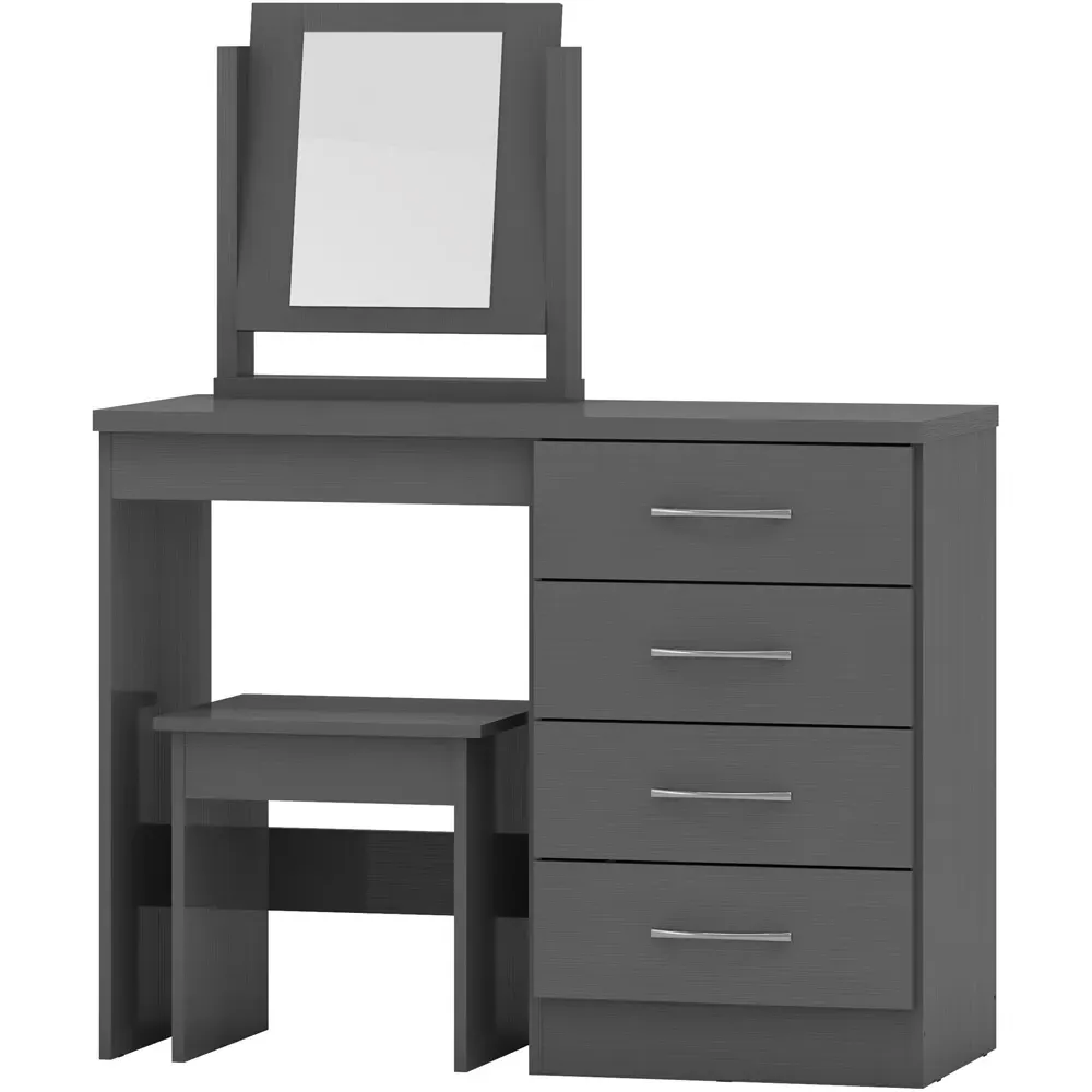 Nevada 4 Drawer Dressing Table Set with Mirror - Grey