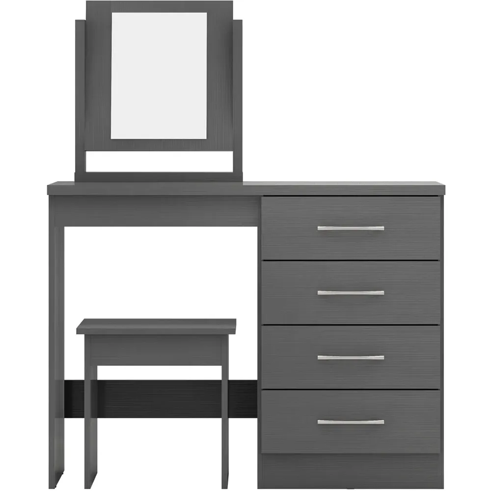 Nevada 4 Drawer Dressing Table Set with Mirror - Grey