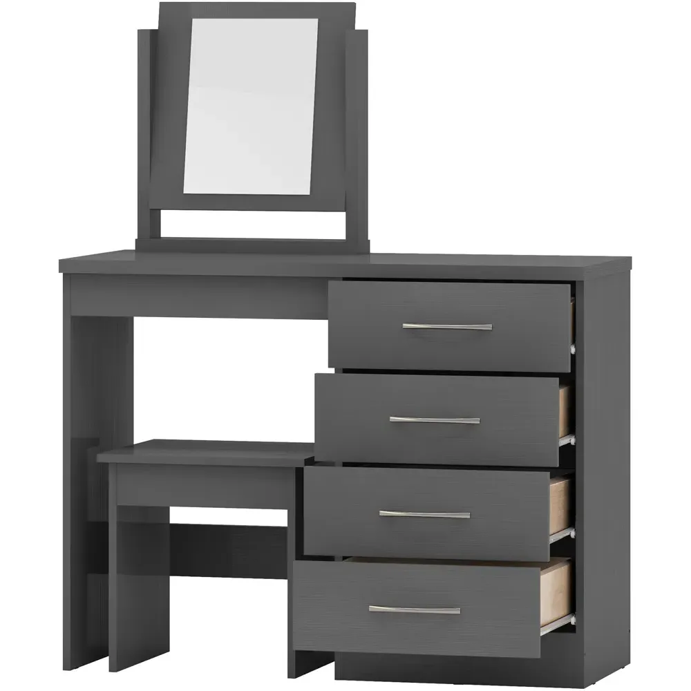 Nevada 4 Drawer Dressing Table Set with Mirror - Grey