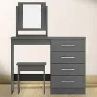 Nevada 4 Drawer Dressing Table Set with Mirror - Grey