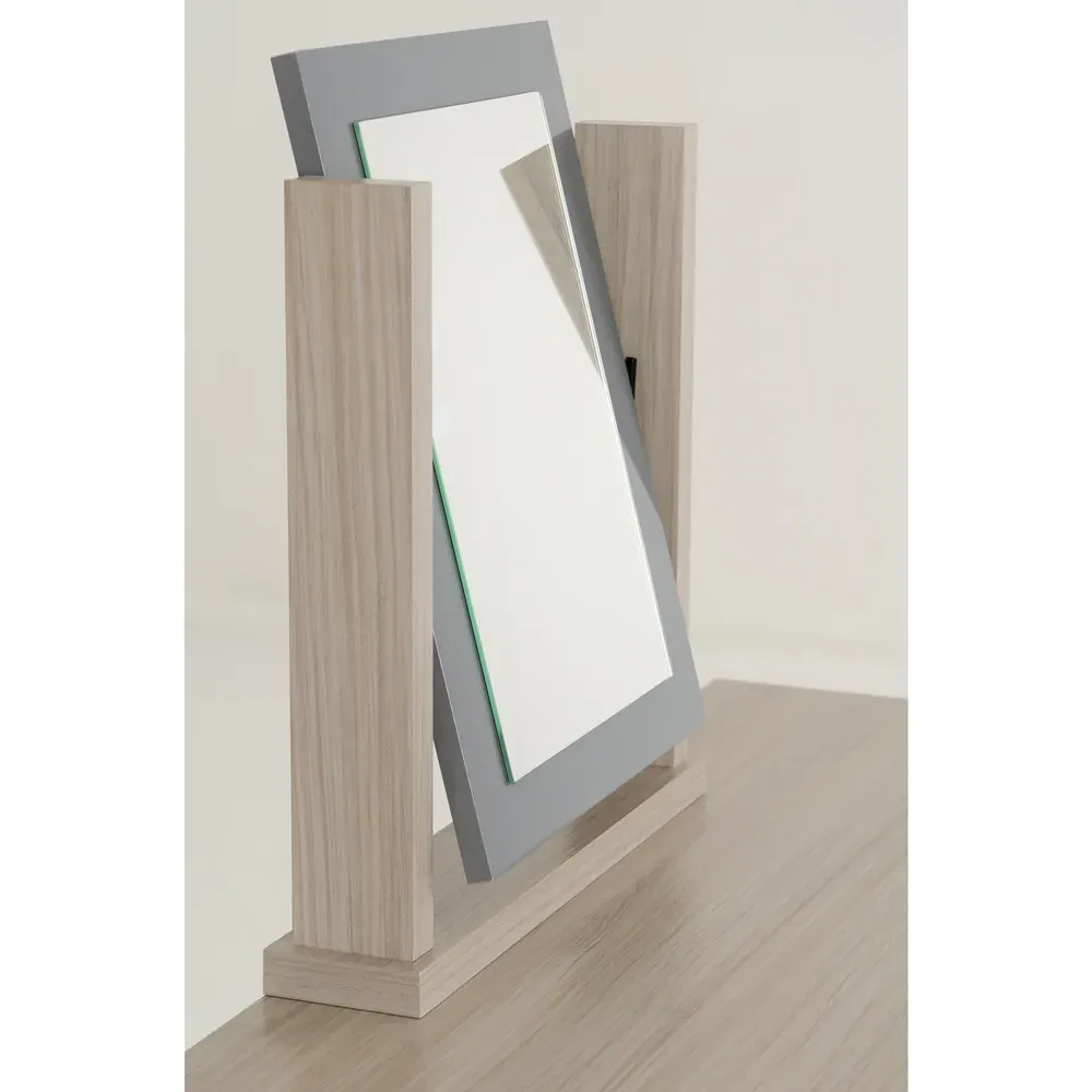 Nevada 4 Drawer Dressing Table Set with Mirror - Grey, Oak