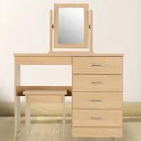 Nevada 4 Drawer Dressing Table Set with Mirror - Oak