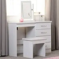 Nevada 4 Drawer Dressing Table Set with Mirror - White