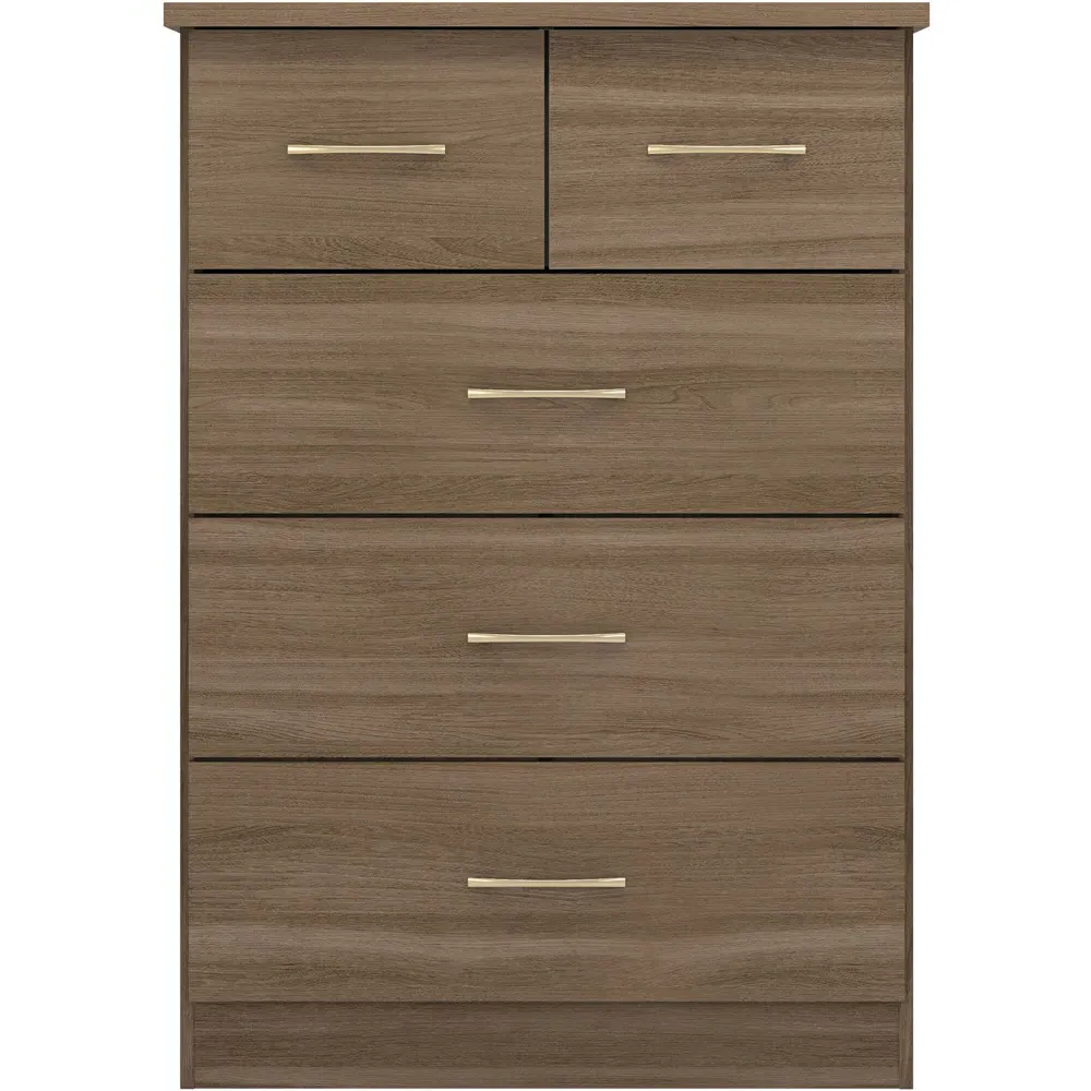 Nevada 5 Drawer Chest of Drawers - Brown, Oak