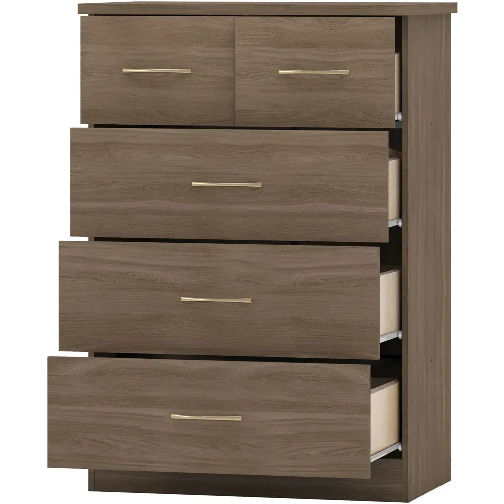 Nevada 5 Drawer Chest of Drawers - Brown, Oak