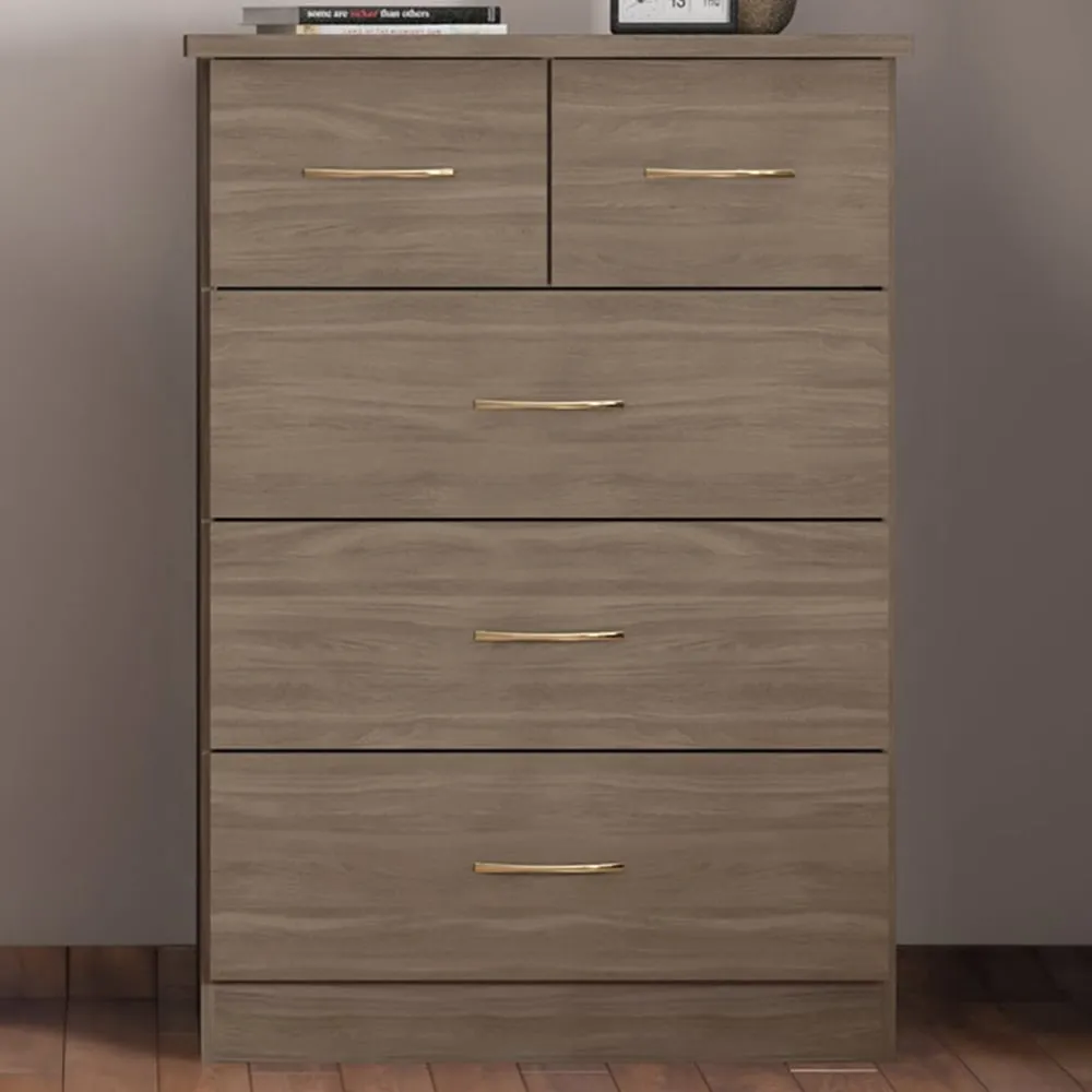 Nevada 5 Drawer Chest of Drawers - Brown, Oak
