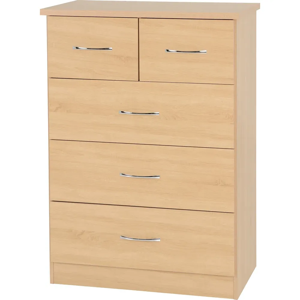Nevada 5 Drawer Chest of Drawers - Sonoma Oak Effect
