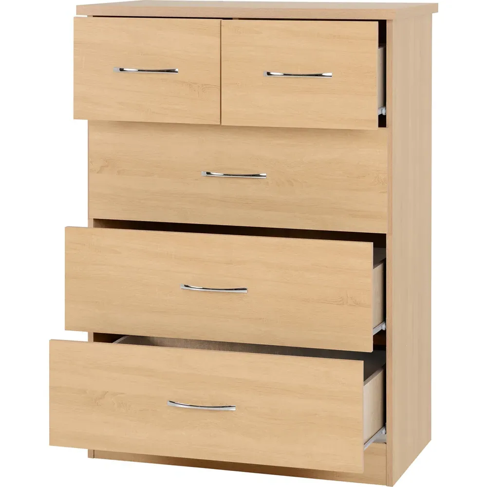 Nevada 5 Drawer Chest of Drawers - Sonoma Oak Effect