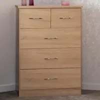 Nevada 5 Drawer Chest of Drawers - Sonoma Oak Effect