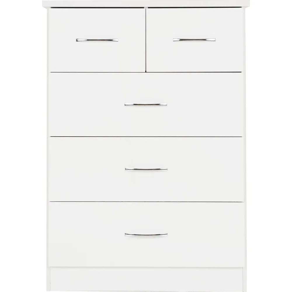 Nevada 5 Drawer Chest of Drawers - White Gloss