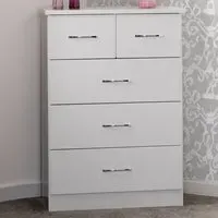 Nevada 5 Drawer Chest of Drawers - White Gloss